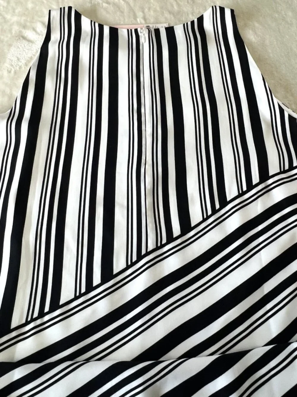 Chico's Black Label stripe sleeveless A-line midi dress black white size 16 NWT